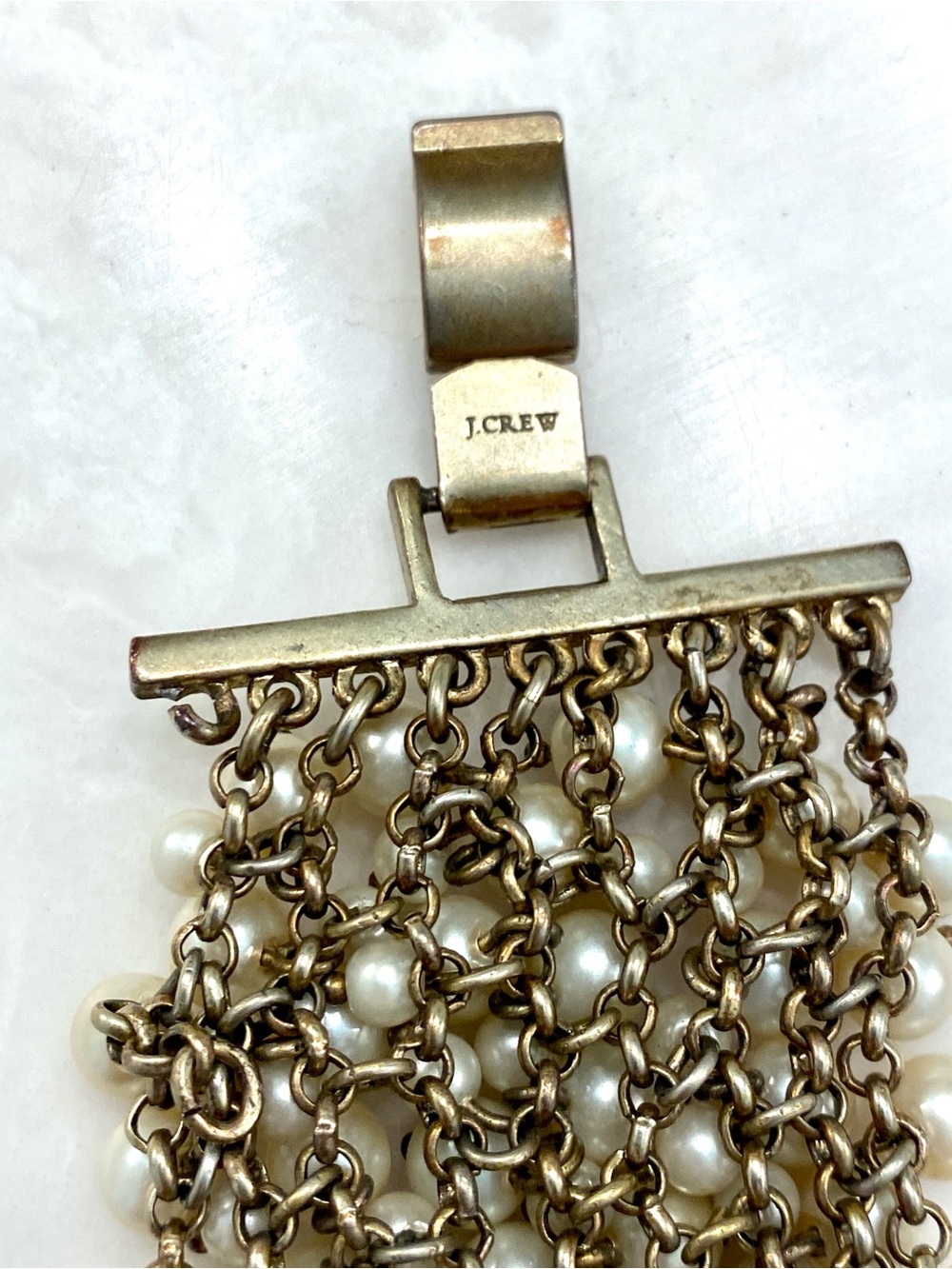 J. Crew Ivory Faux Pearl Cluster Bracelet with Antique Gold Accents - Picture 4 of 5